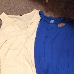 Royal Blue and Cream Sleeveless Tops. 2 For $10